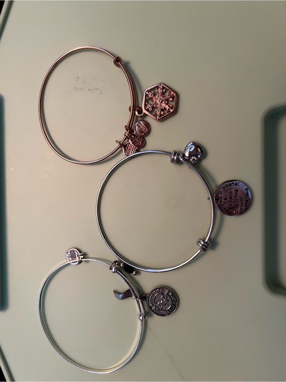 Stack of Charm Bangle Bracelets - Mixed Metal